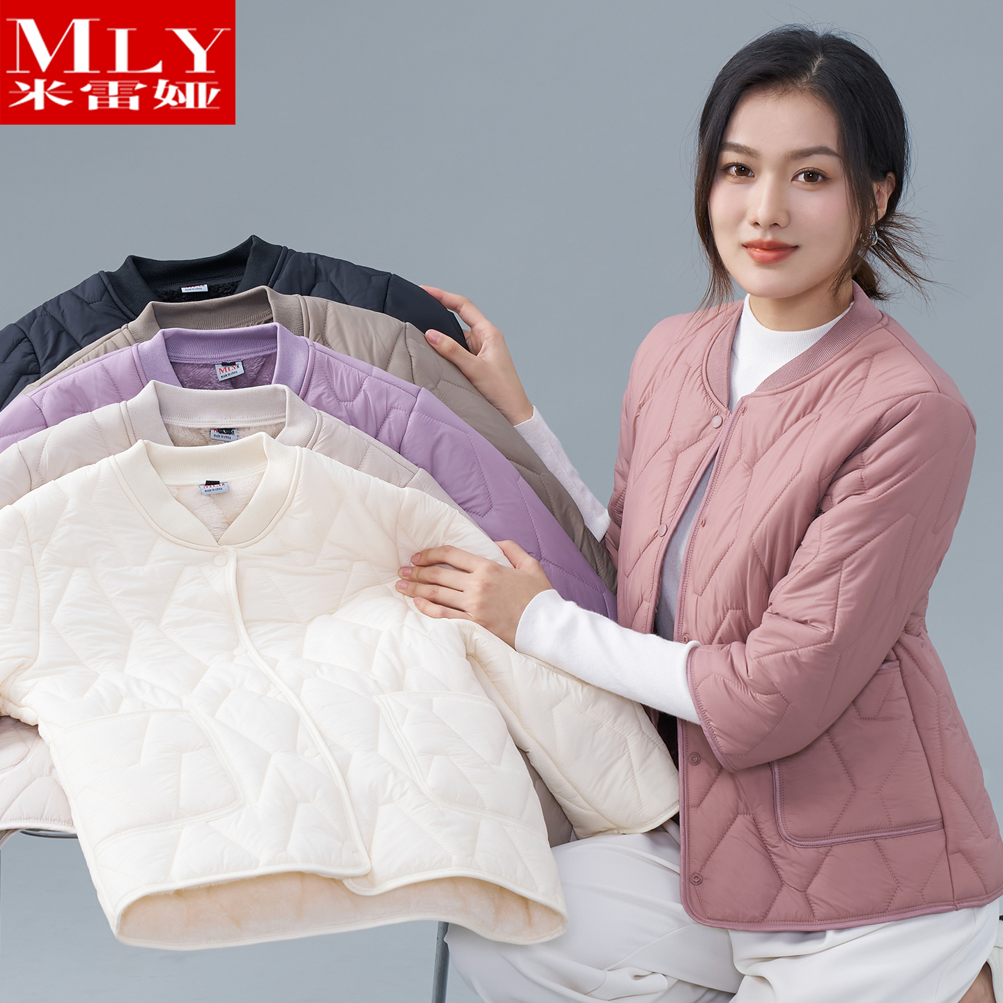 2025秋冬新款七分袖棉服女款爆款轻薄加绒小棉袄半袖内胆保暖棉衣