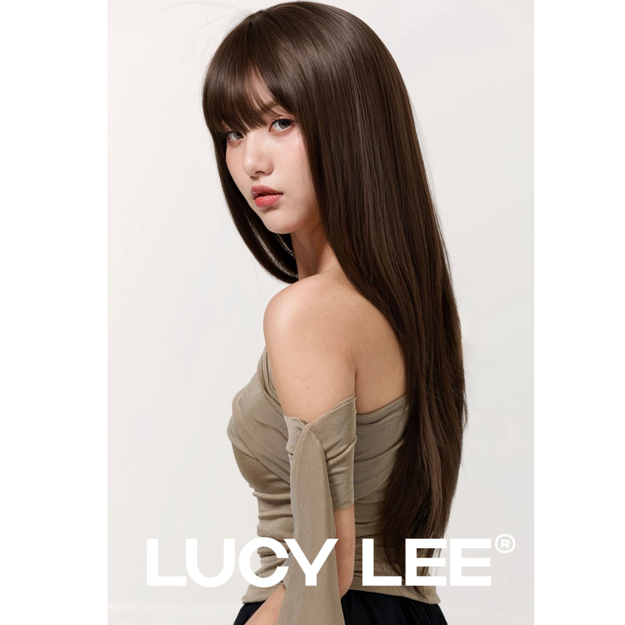 LUCYLEE【免发网免修剪-瑞秋齐刘海】精修刘海冷棕高层次齐刘海假发