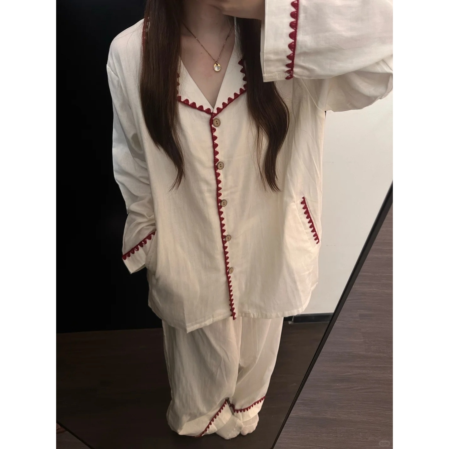 法式高级感简约气质长袖睡衣女夏季新款宽松大码长裤慵懒家居服夏