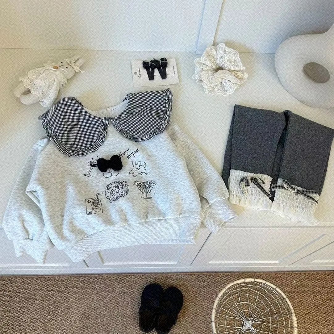 童泰【断码】女童卫衣韩版套装2025新款宝宝洋气上衣两件套