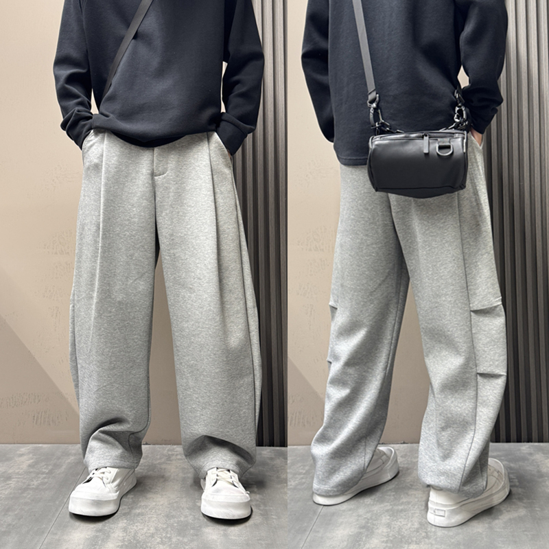 2025秋冬新款潮流时尚美式高级感宽松简约弯刀休闲裤垂感直筒裤
