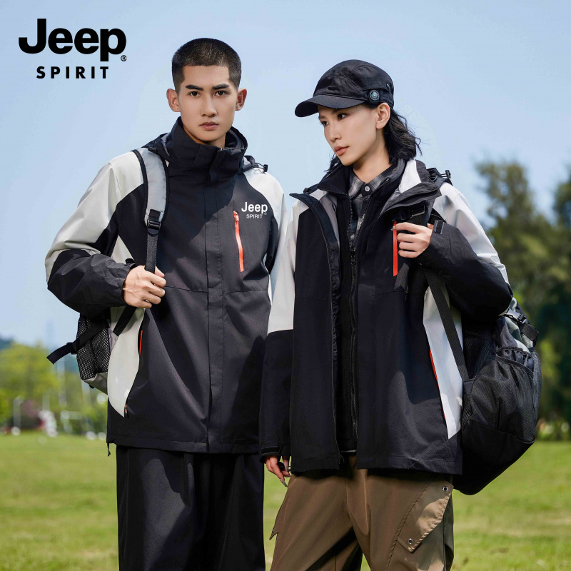JEEP SPIRIT吉普保暖冲锋衣新款三合一可拆卸秋冬加厚外套
