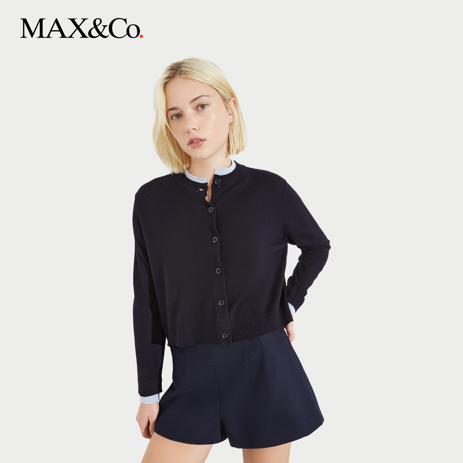 【2025季末折扣】MAX&Co.早秋美利奴绵羊毛开襟衫6346015302