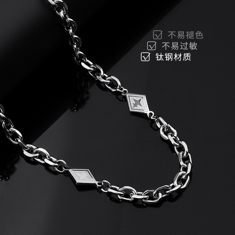 钛钢项链钛钢项链古巴轻奢小众锁骨链男女个性百搭坠链