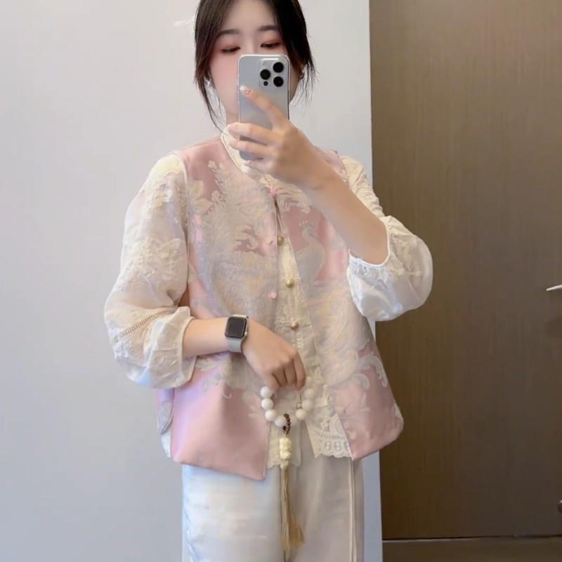 新中式国风两面穿马甲女外搭2025新款早春季重工刺绣坎肩背心外套