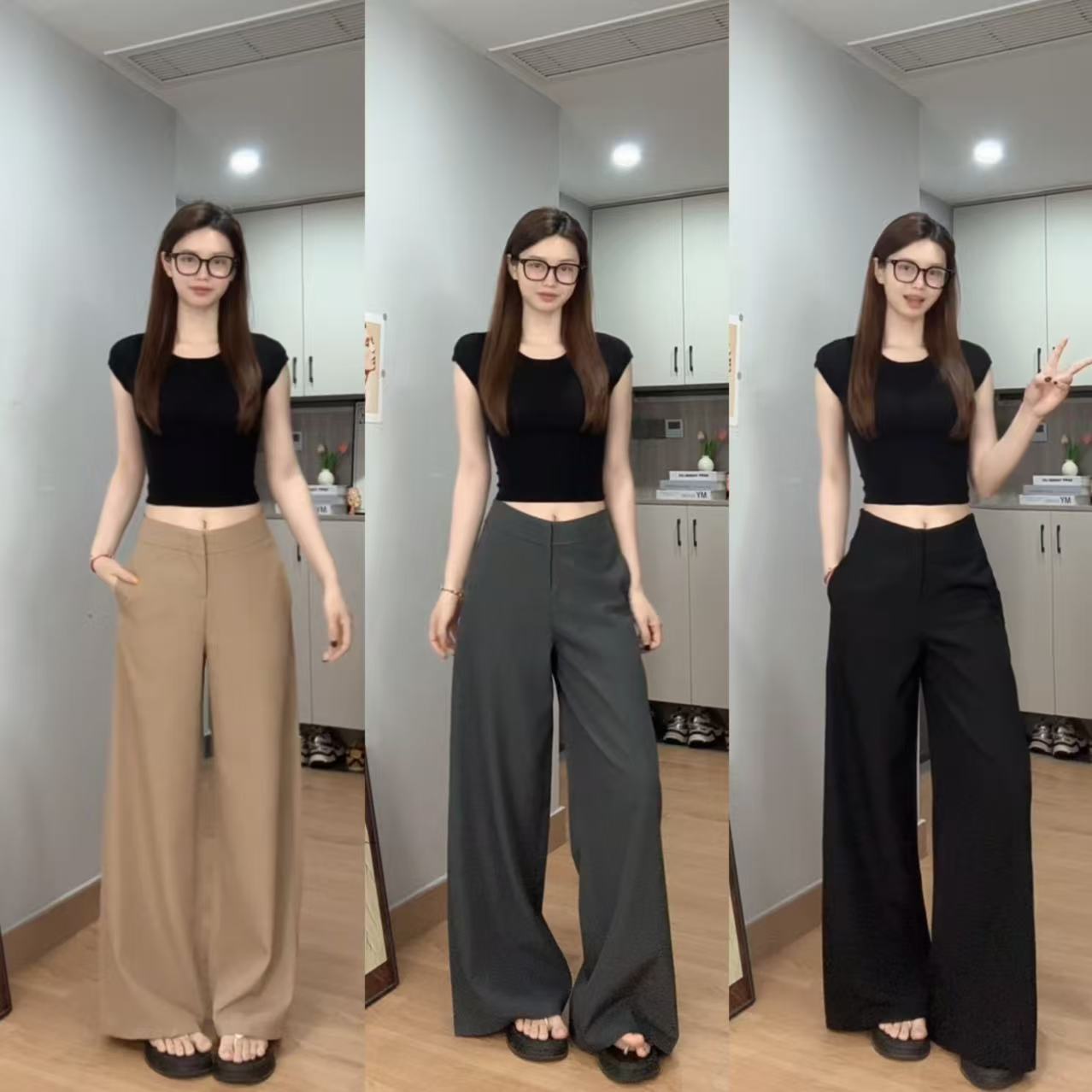 韩系早秋季新款西装裤女气质高腰简约设计感百搭修身宽松阔腿长裤