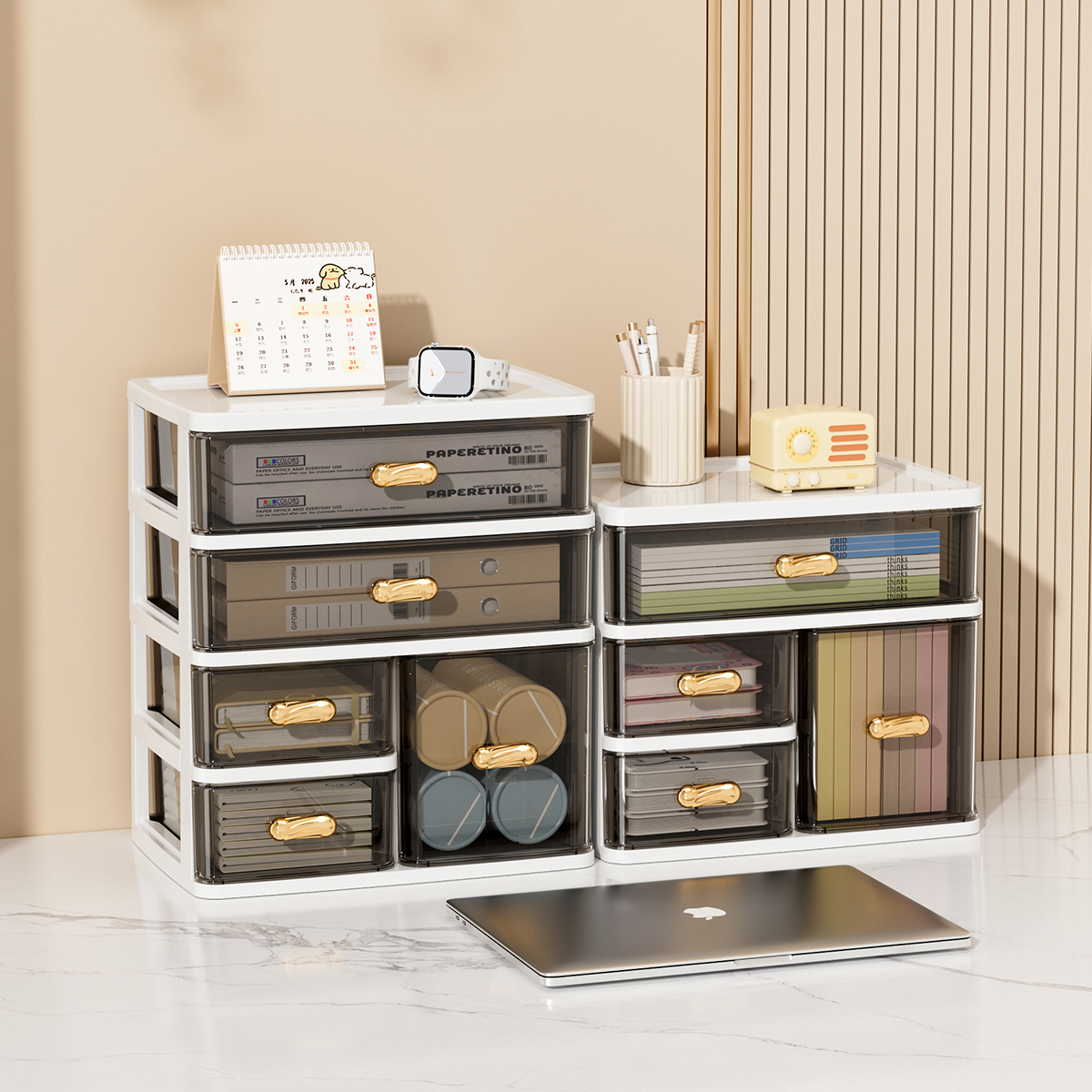 抽屉式桌面收纳整理盒书桌防尘小杂物整理盒宿舍分格床边置物架