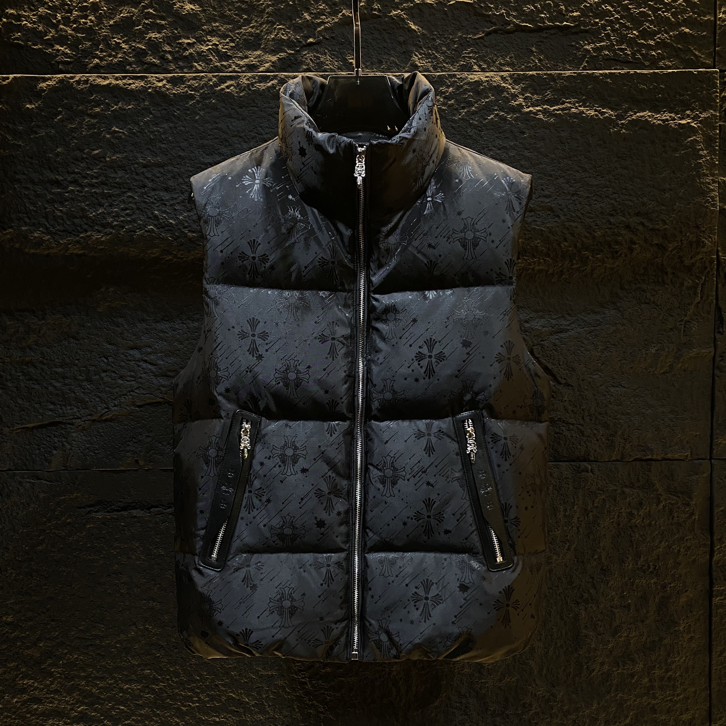 暗黑系潮牌白鸭绒羽绒马甲情侣秋冬季新款潮流坎肩外套加大码上衣