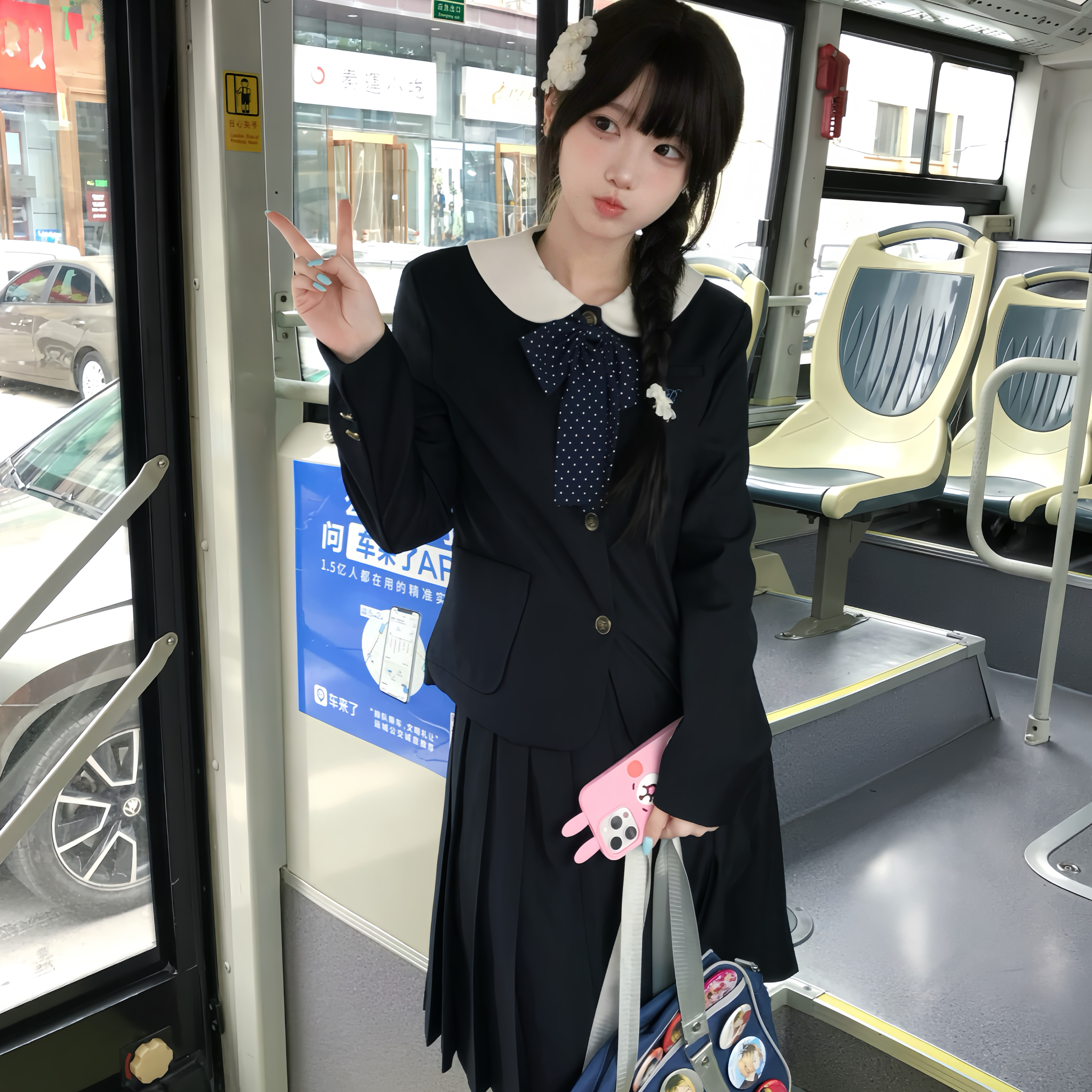 小圆/零度句号原创jk制服圆领西装外套秋冬日系学院风校供感西服