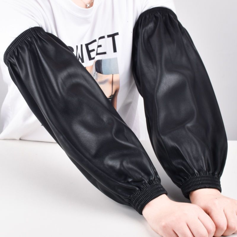 皮袖套防水防油套袖男女软皮套袖工作厨房劳保袖头秋冬季耐磨护袖