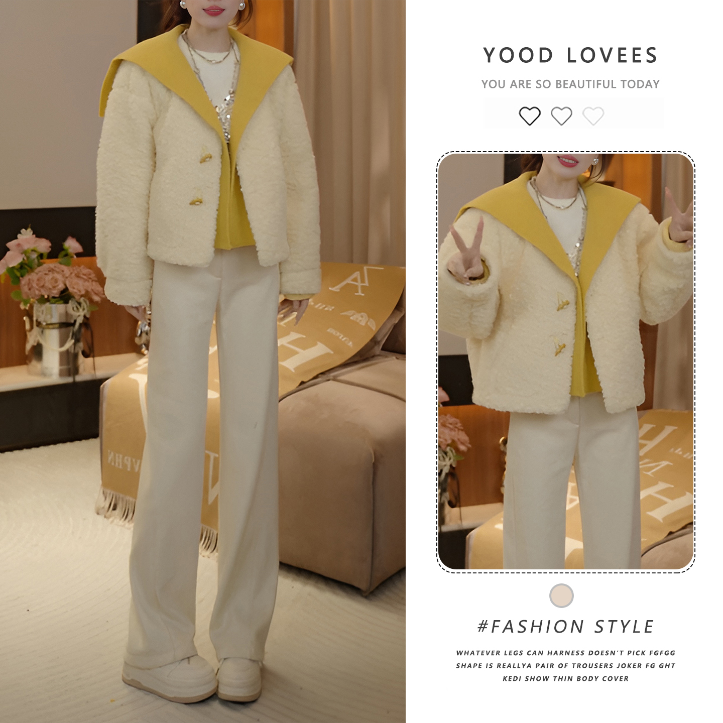 韩系气质小个子海军领毛毛外套2025秋冬新款时尚百搭加厚上衣女