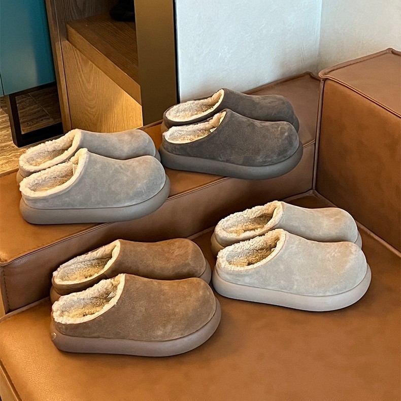 小土豆勃肯鞋女2025新款皮毛一体雪地靴保暖棉鞋一脚蹬包头半拖鞋