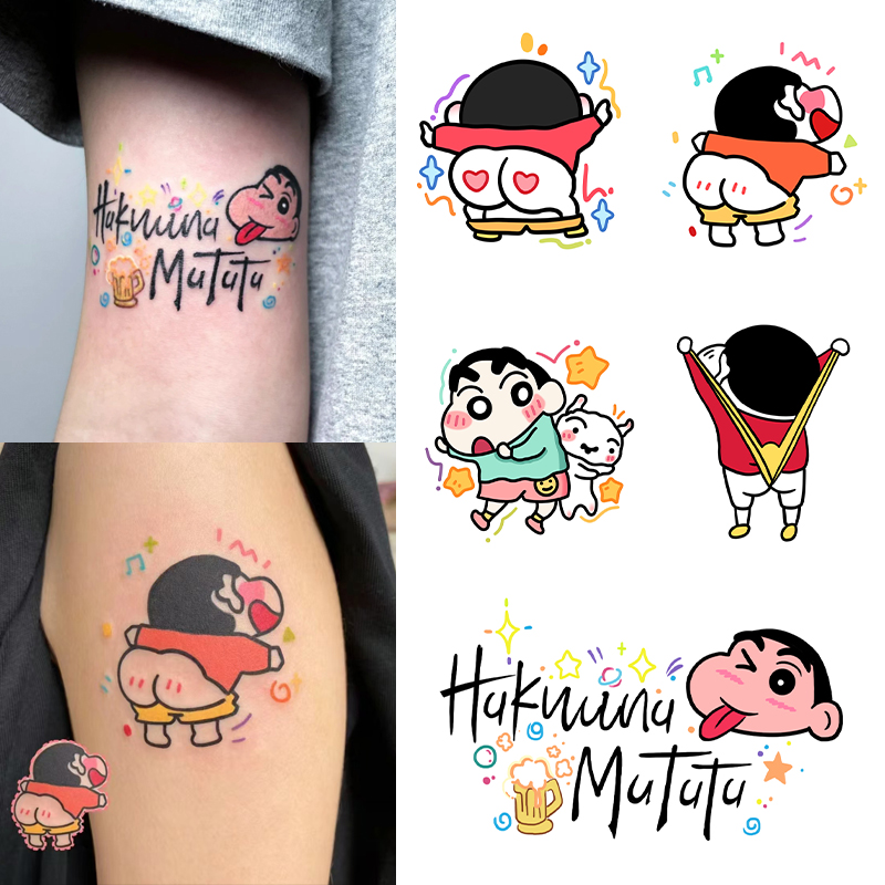 可水洗可爱彩色纹身防水持久手臂动漫ins蜡笔小新卡通图案彩绘