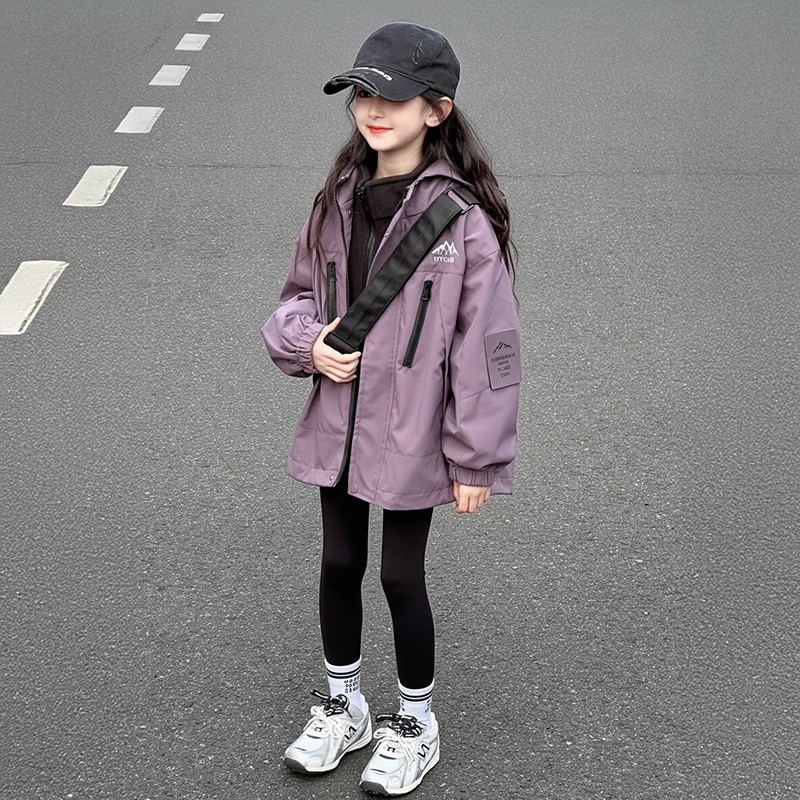 女童冲锋衣外套冬装2025新款儿童秋冬季防风保暖三合一可拆卸风衣