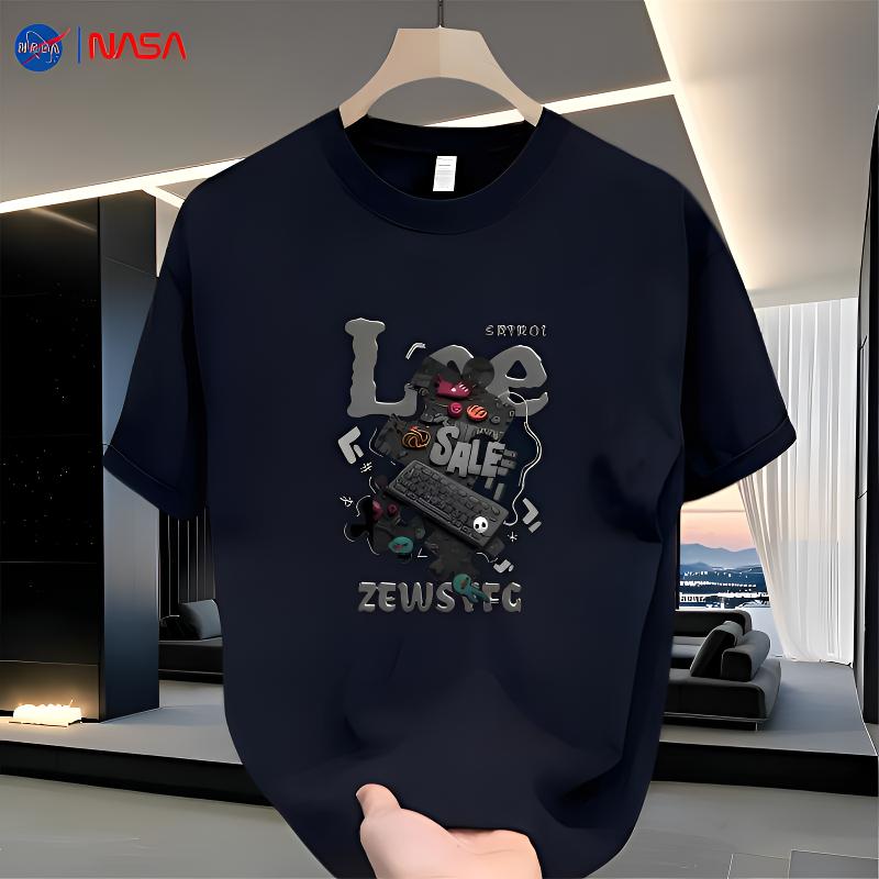 NASA 联名纯棉重磅短袖T恤男士夏季薄款轻奢潮牌特大码半袖上衣服