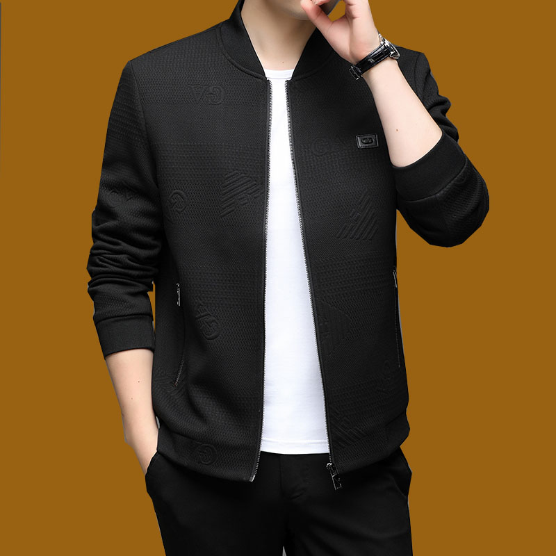 奢侈品牌棒球领立领纯色秋冬男士夹克休闲潮流修身中青年百搭夹克