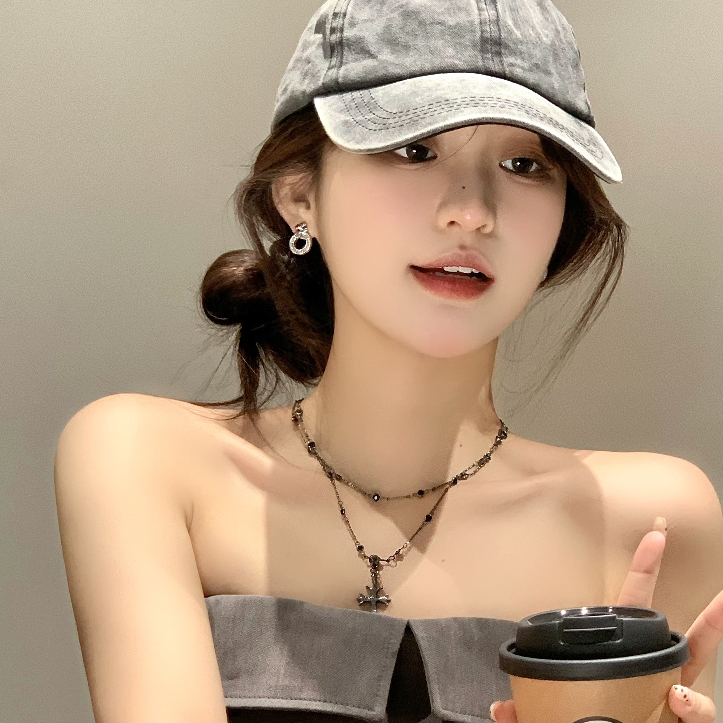 FULL GIRLISH耳环00124十字架圈圈耳钉耳饰