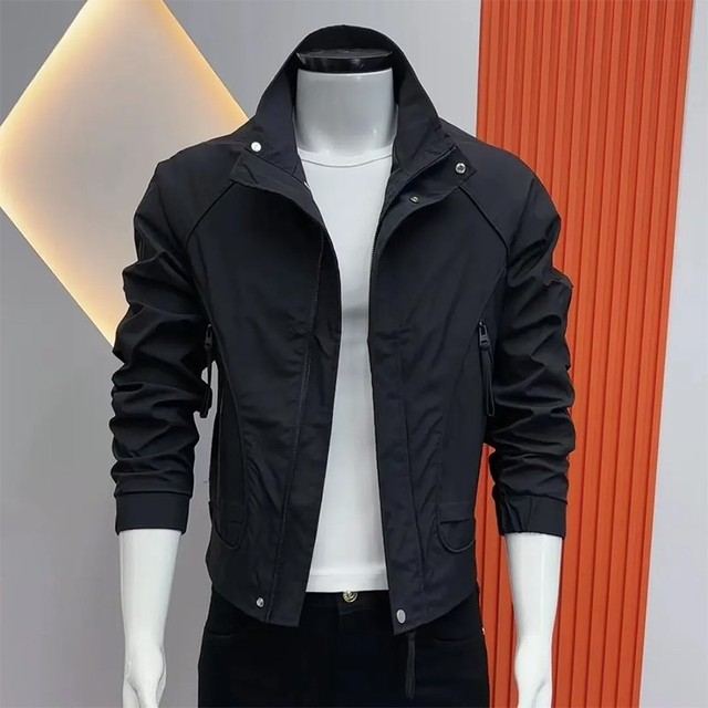 男士夹克外套春秋新款时尚韩版修身立领短款休闲百搭帅气薄款上衣