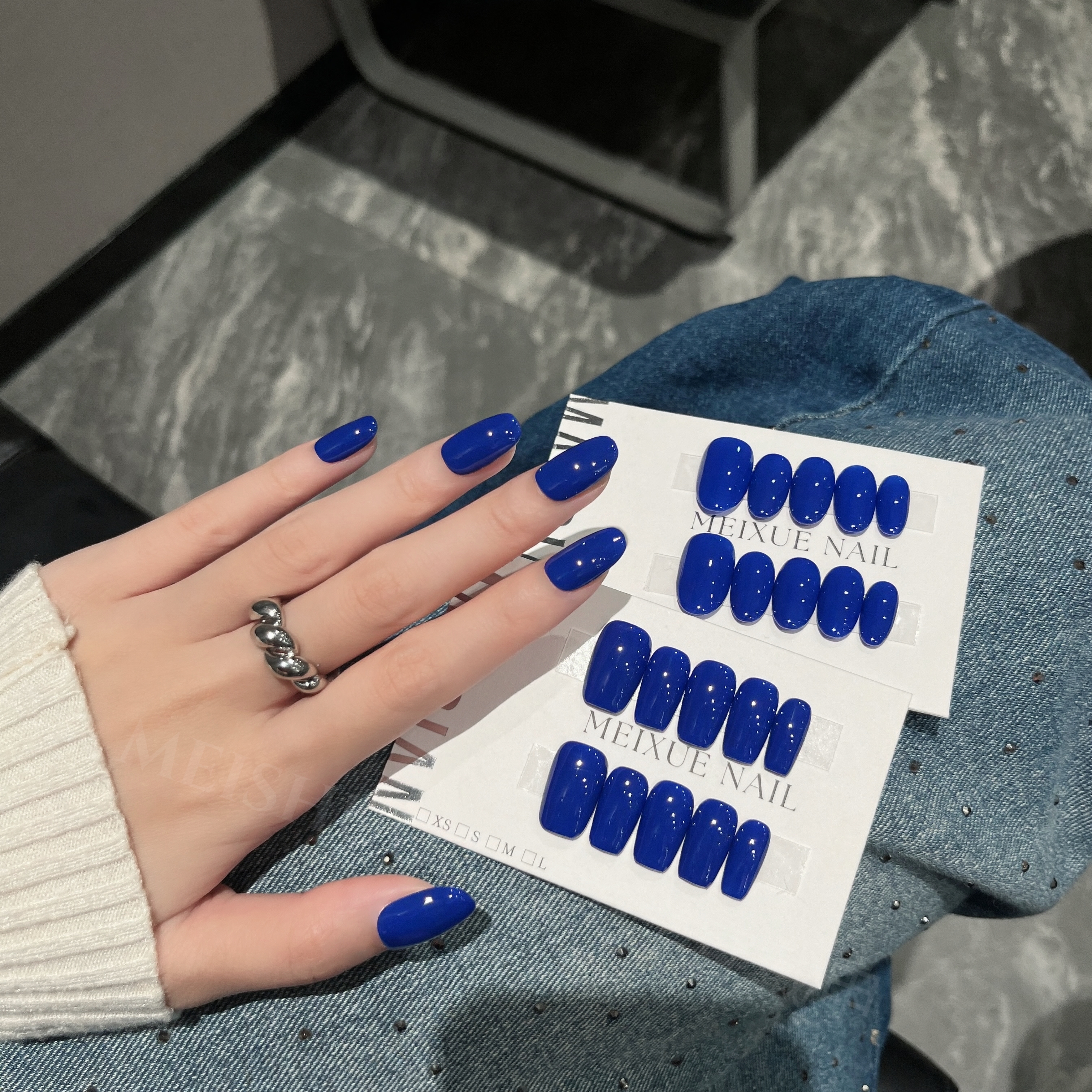 【克莱因蓝】2026秋冬克莱因蓝手工穿戴甲显白百搭精致纯色美甲贴片