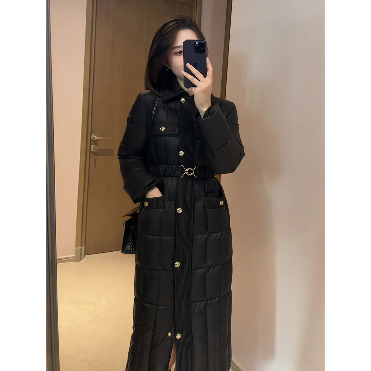 高级感轻薄羽绒加厚棉服外套女冬季新款修身小香风过膝保暖大衣