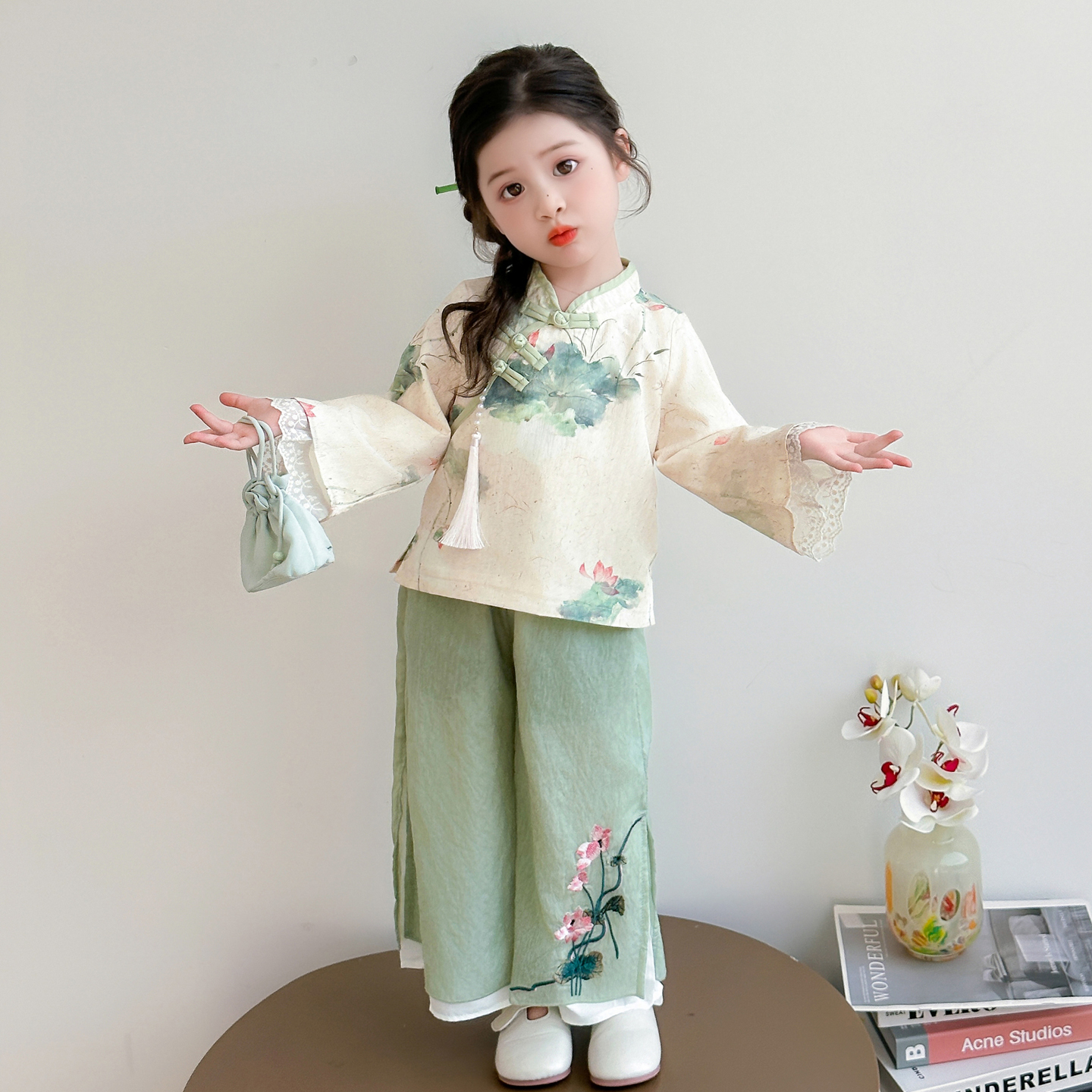 女童汉服套装秋季2025新款儿童国风旗袍唐装女宝古风新中式两件套