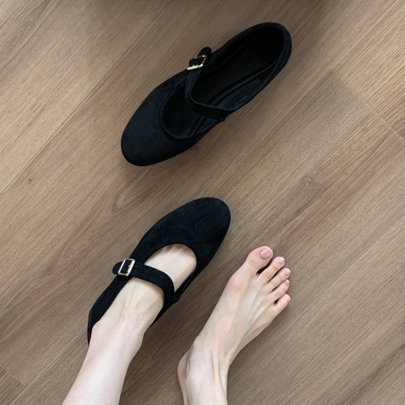 圆头一字扣带平底芭蕾舞鞋玛丽珍鞋女2025新款舒适单鞋奶奶鞋