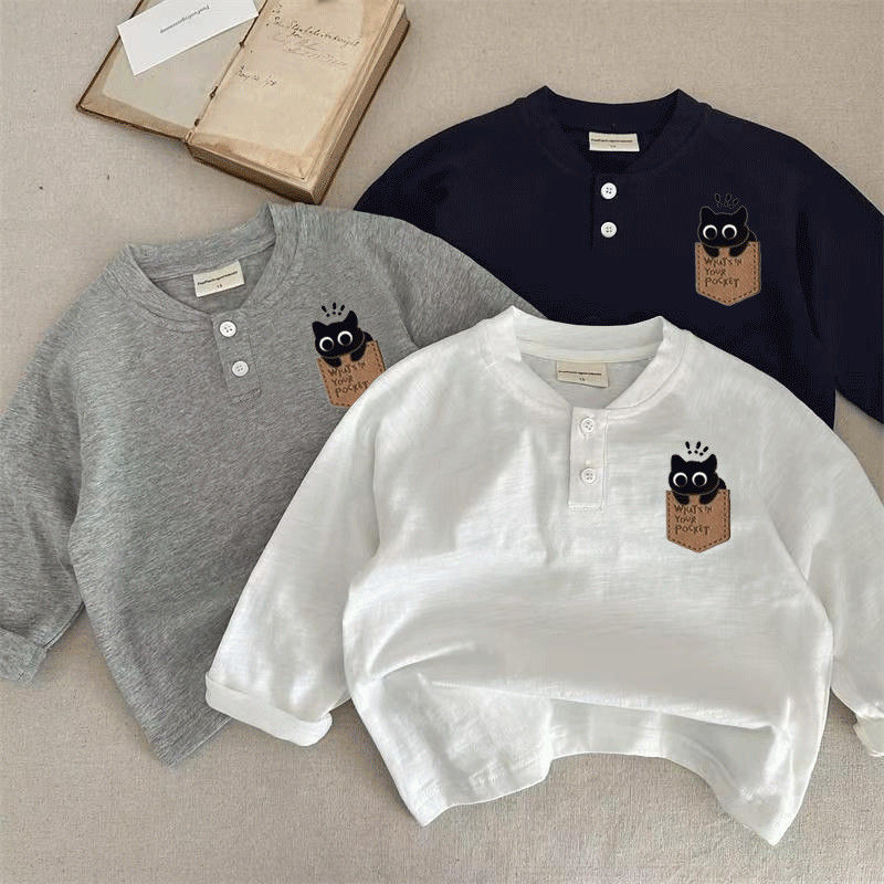 春秋款长袖T恤时尚休闲纯棉韩版男女童POLO衫打底百搭宝宝外穿潮t