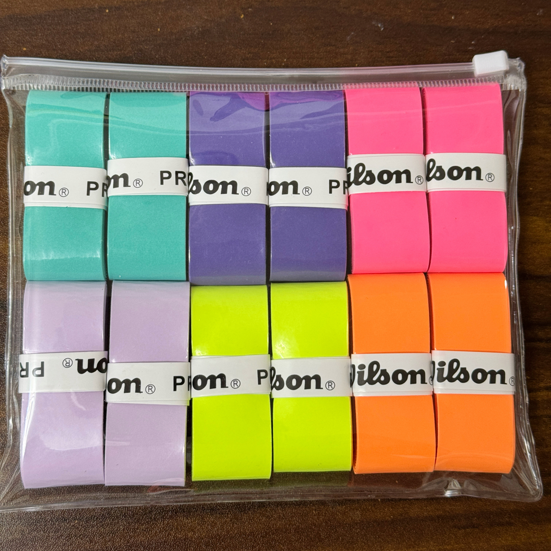 W高品质吸汗带柔软耐用网球羽毛球粘性手胶缠把带羽毛球手胶12个