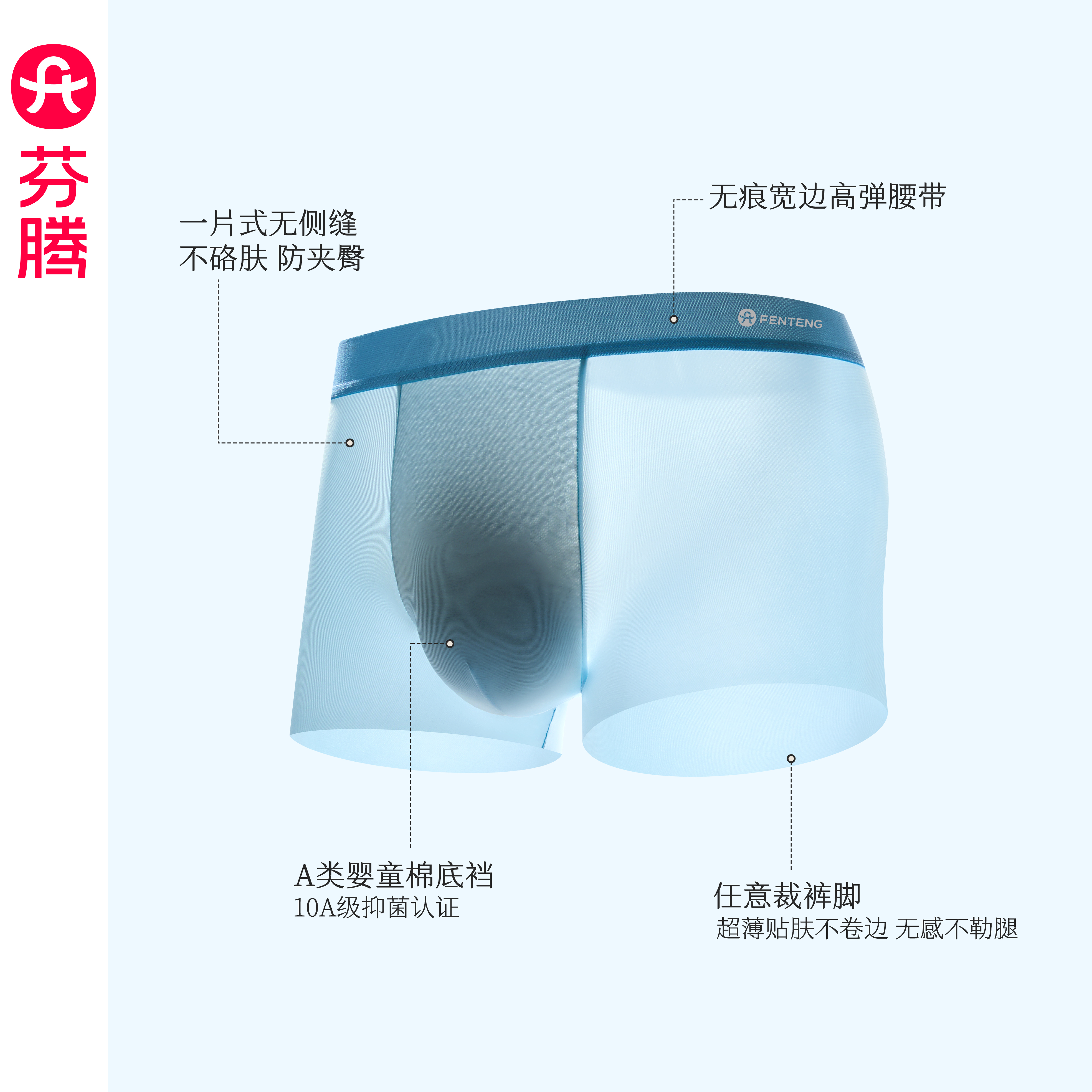 A类婴童棉超薄冰丝透气10A抗菌无痕裤脚呼吸裤礼盒装#2259