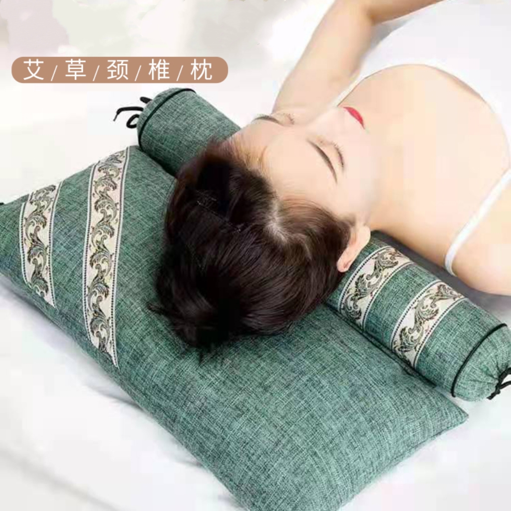 多功能单人亚麻颈椎组合可拆卸家用艾枕成人热敷连体枕头