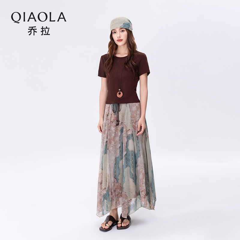 QIAOLA/乔拉【只此青绿】夏季法式富家千金休闲半身裙时尚套装预售