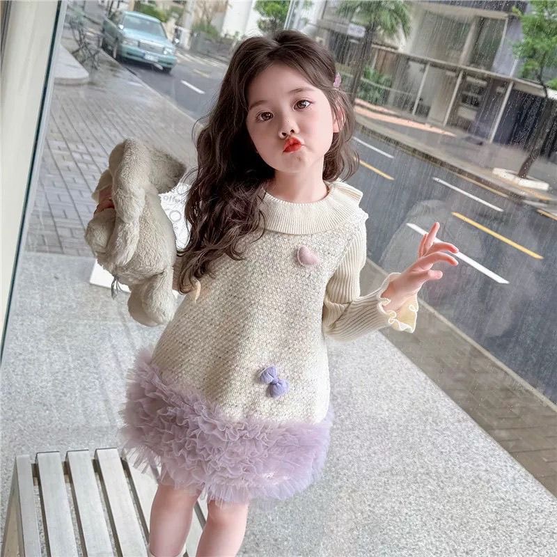 女童连衣裙秋冬装2025新款儿童小香风公主裙女宝宝无袖甜美背心裙