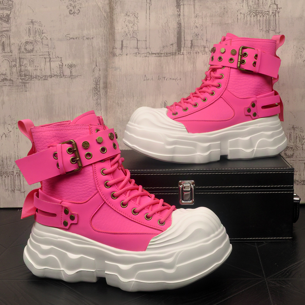 白色马丁靴男2025新款厚底增高时装靴潮流时尚男士潮鞋百搭男靴子