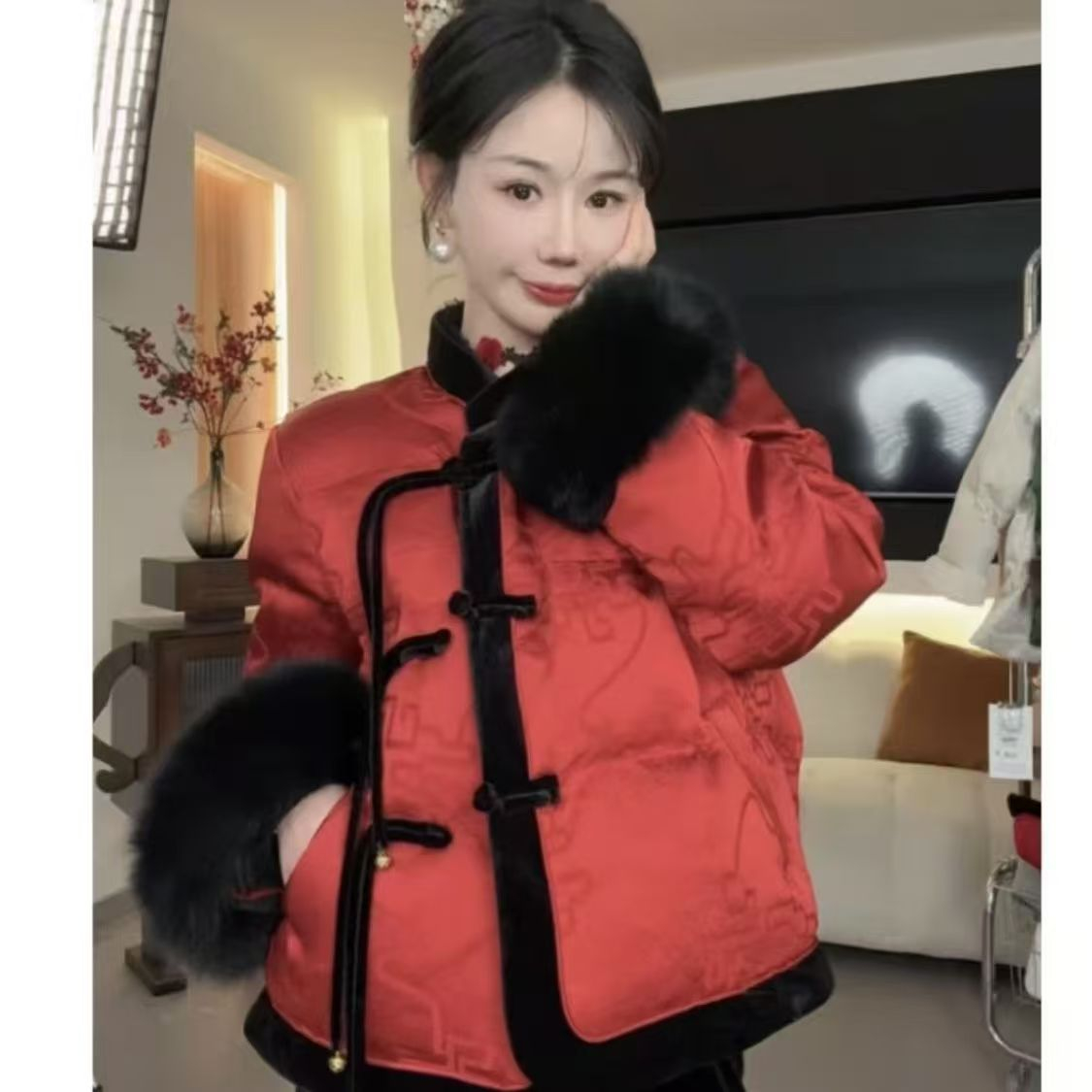 新中式国风加厚外套高级冬季新款流苏气质设计师时尚复古盘扣上衣