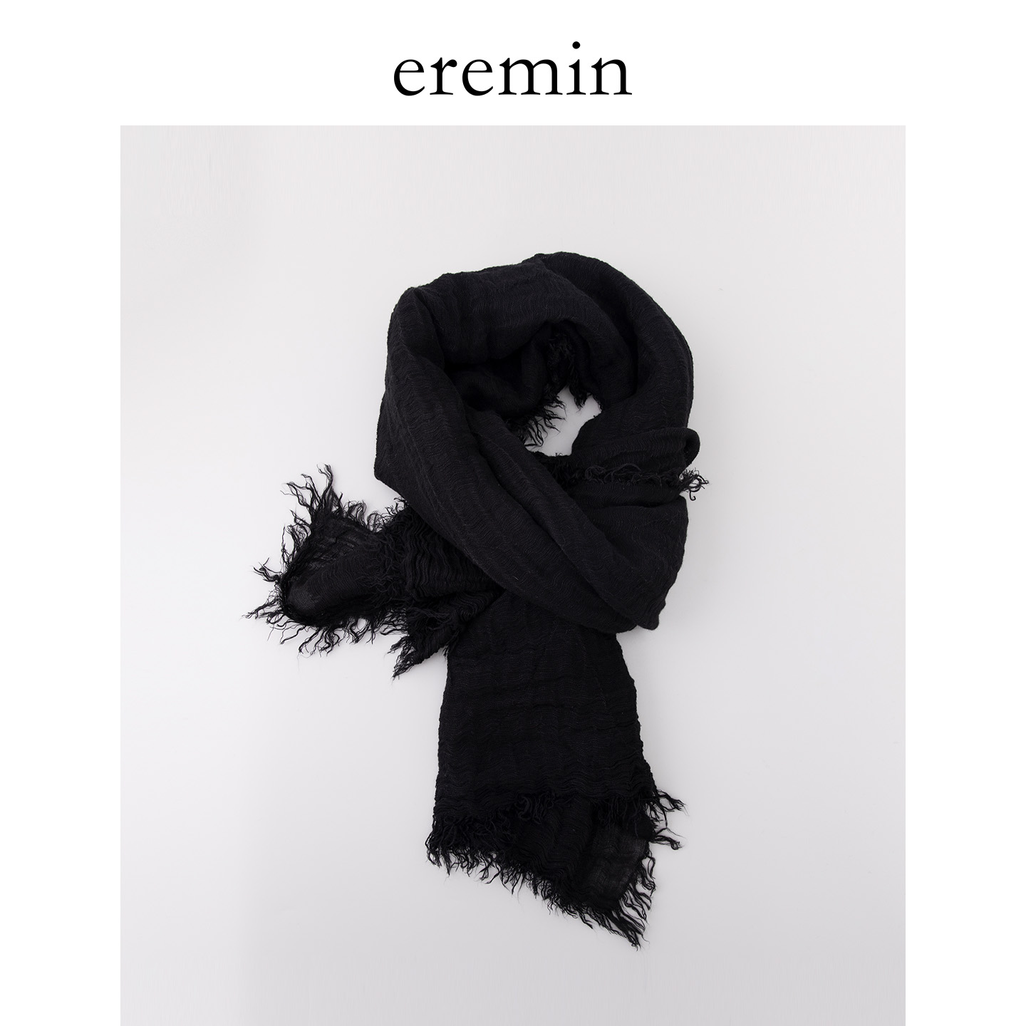 Min 肌理亚麻流苏边松弛感四季披肩围巾55974