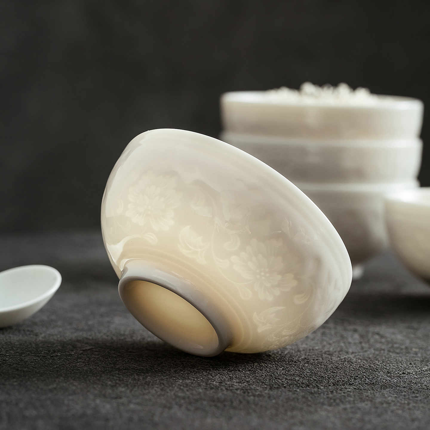 2025新款高颜值德化中国白羊脂玉餐具食品级特别好看的陶瓷米饭碗