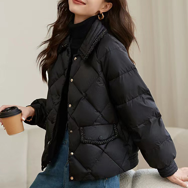 菱格短款棉服女冬季小个子宽松洋气轻薄棉衣外套女2025年新款棉袄