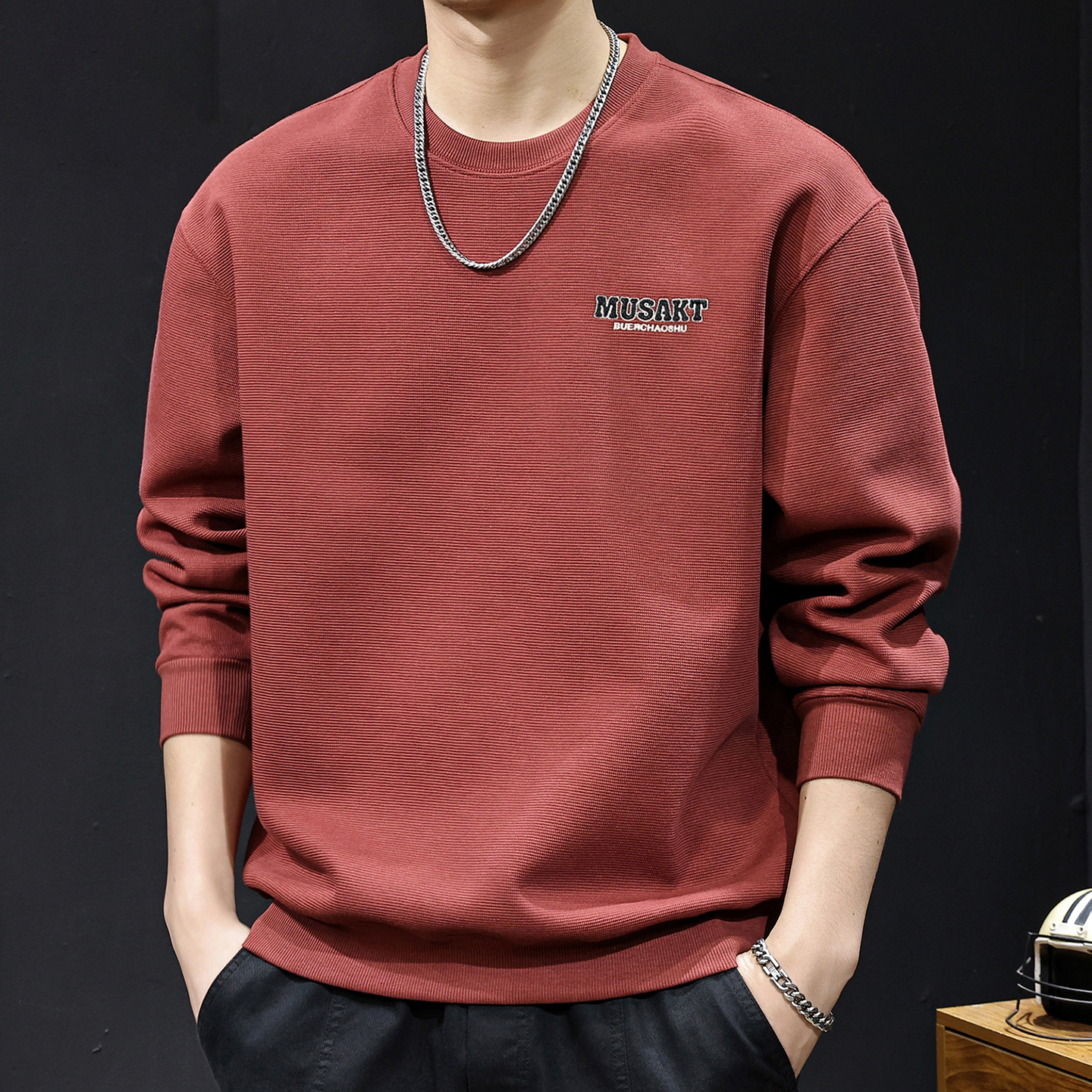 MR.MUDI/穆迪先生新款男士卫衣春秋款潮牌宽松休闲长袖衣服打底衫