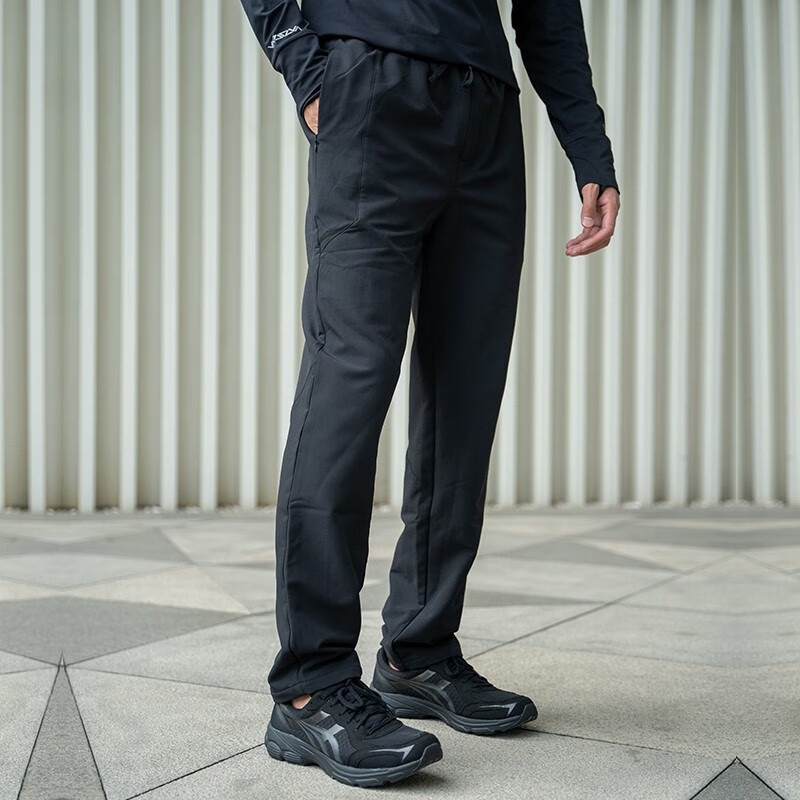 多威dowin加绒跑步训练黑色长裤梭织拉毛休闲裤3622001