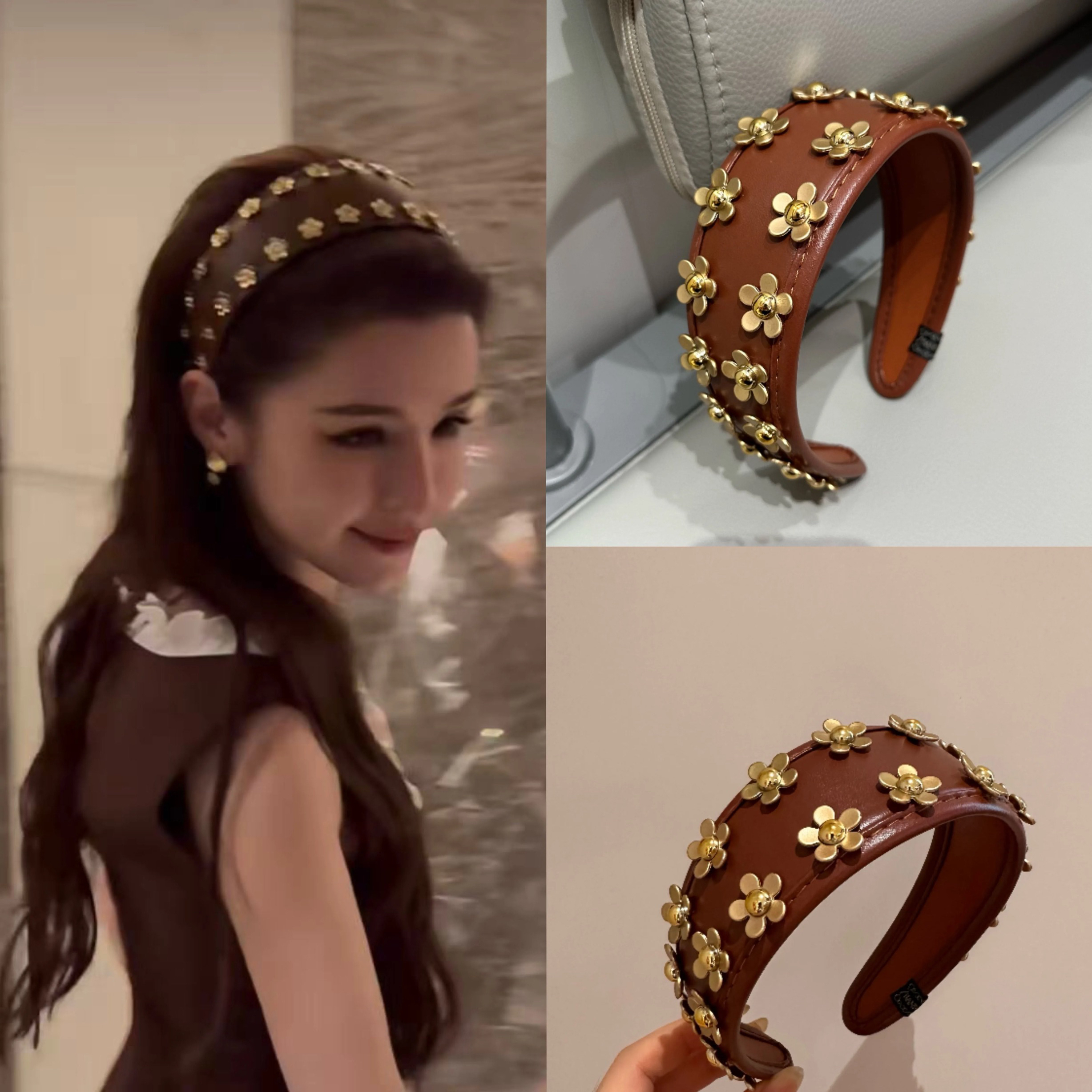 复古法式咖色发箍花朵宽边高颅顶头箍发卡秋冬头发饰女