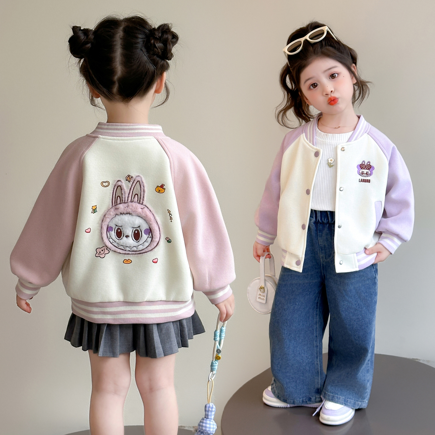 女童秋季薄款棒球服外套小女孩独特洋气时髦上衣可爱超萌儿童衣服