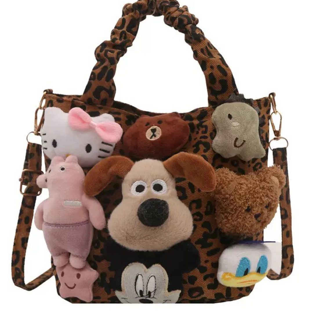 水桶包可爱风做旧单根豹纹斜挎包百搭小众ins布包