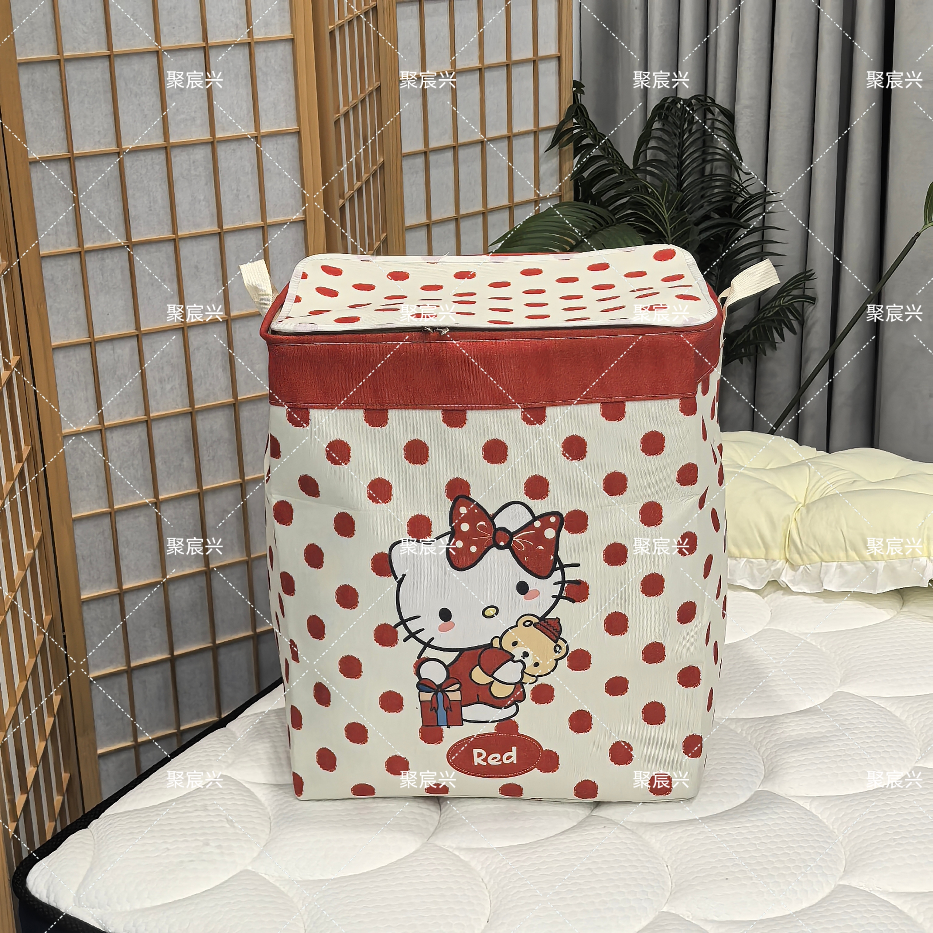 【新款】波点KT猫120L大容量收纳筐家用宿舍可移动收纳好物可爱防水