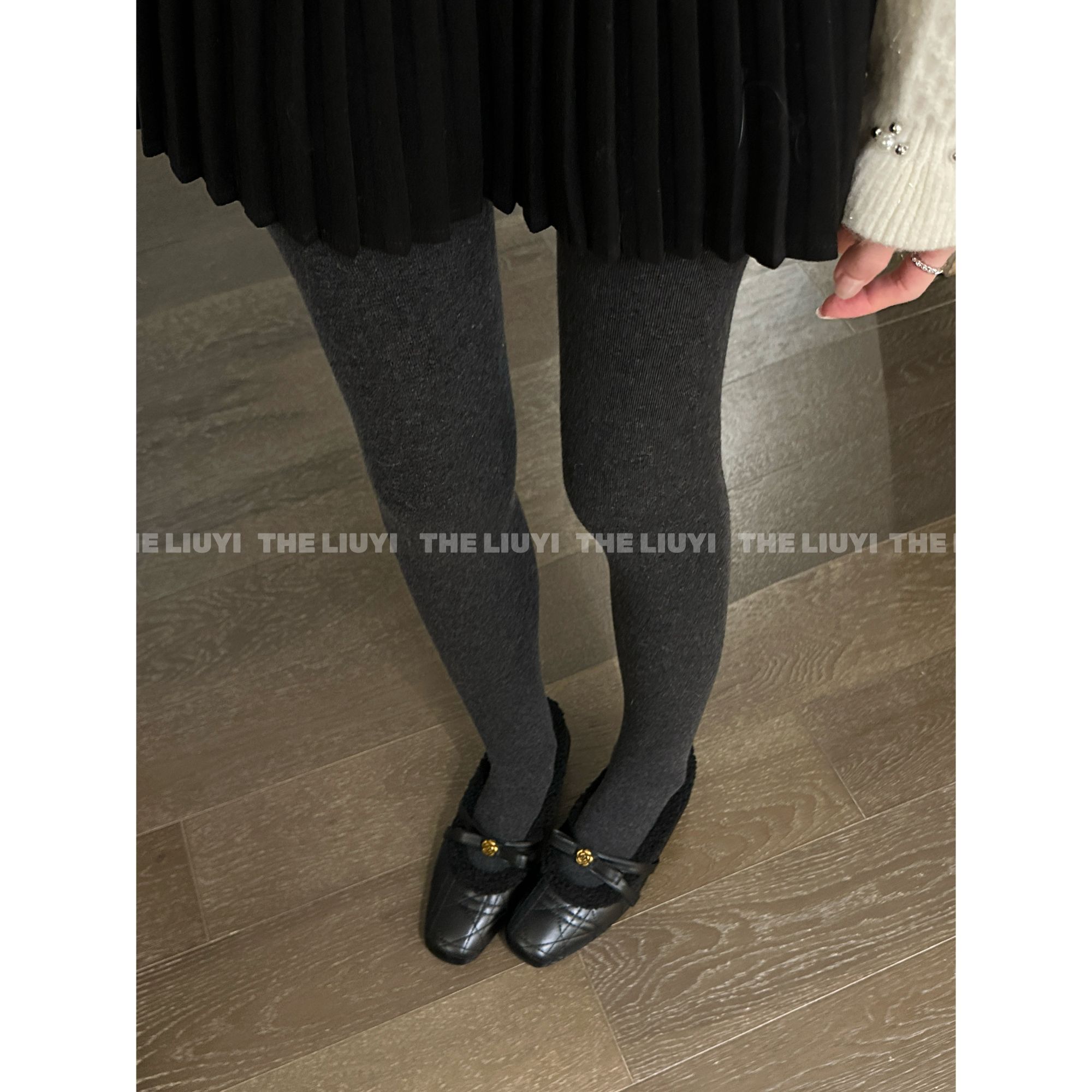 【LIUYI】增高山茶花加绒玛丽珍菱格单鞋2902