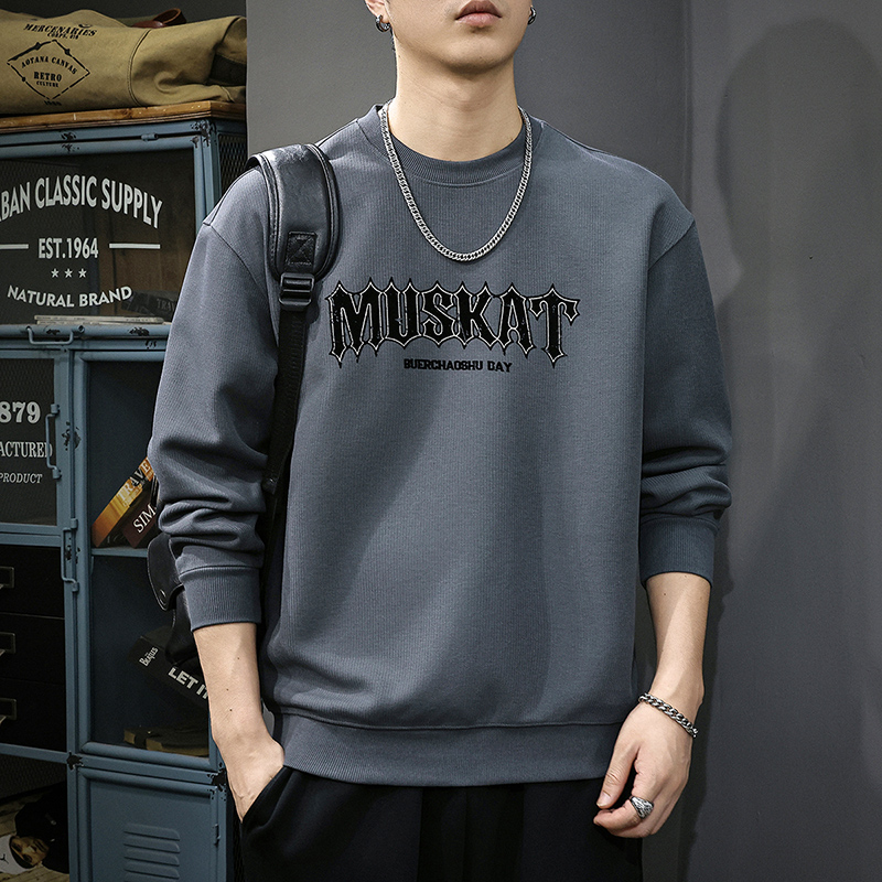 PONDEHEFOT普丹希斐秋季新款圆领潮牌字母印花卫衣男休闲百搭