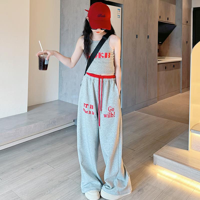 女童夏装套装新款儿童洋气背心童装大童女孩时髦网红阔腿裤两件套