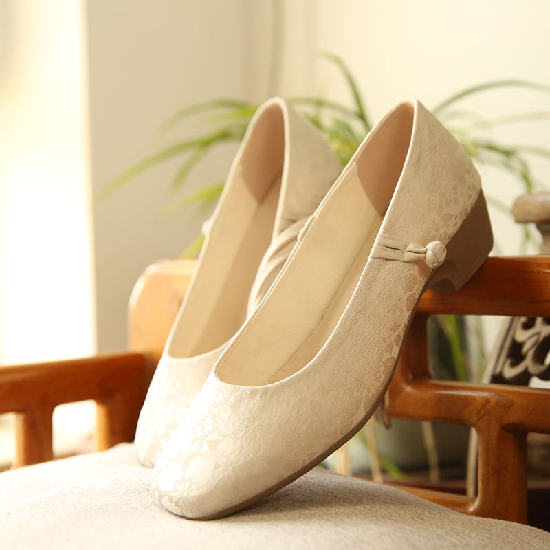 新中式低跟玛丽珍鞋配旗袍马面裙方头浅口女单鞋2025春老北京布鞋