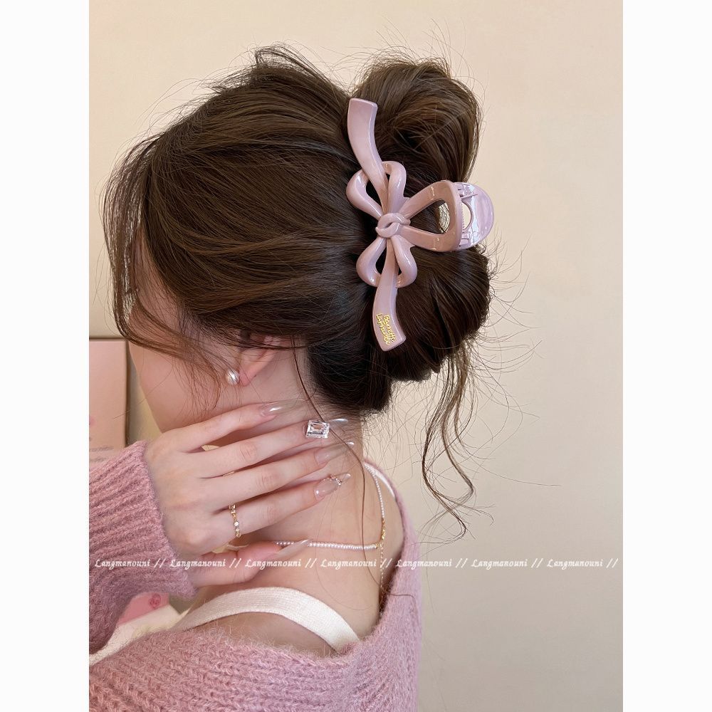 飘带蝴蝶结抓夹女大号发卡后脑勺抓夹鲨鱼夹秋冬新款发夹夹子发饰