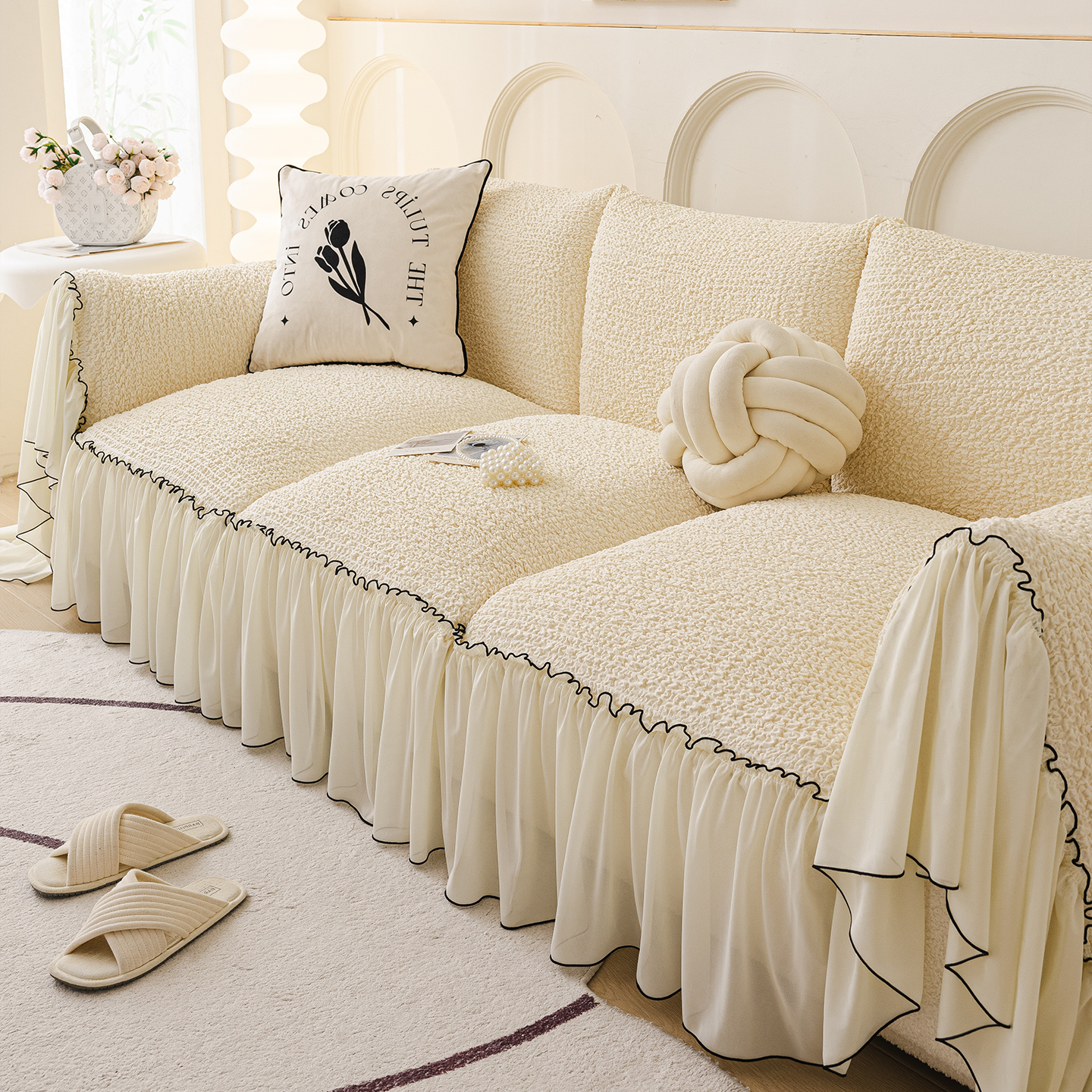 (初柔)如野沙发盖巾清新防猫抓防滑沙发毯皮沙发坐垫子防尘盖布巾