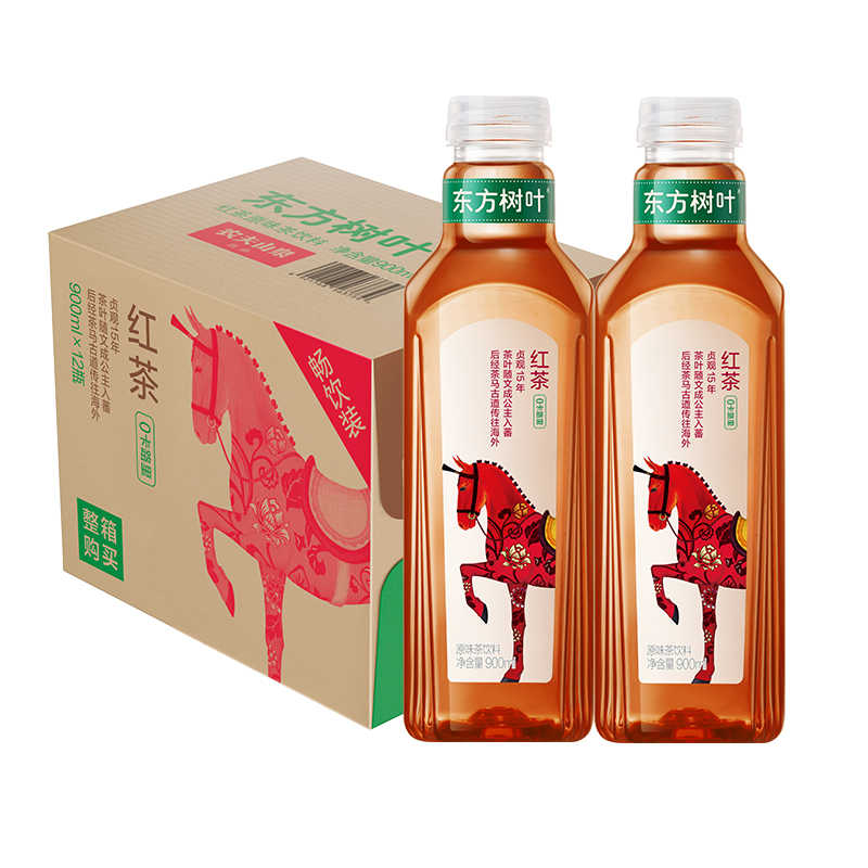 【新品上市】农夫山泉东方树叶红茶900毫升大瓶装整箱无糖茶饮料